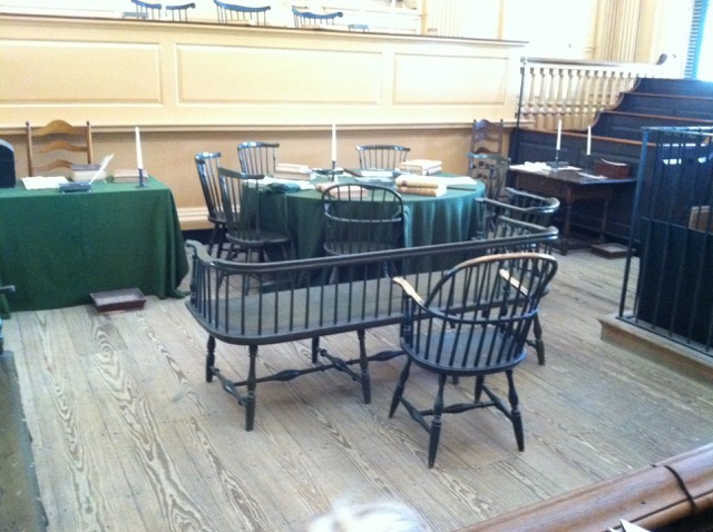 Photo of a bench and chair in Independence Hall